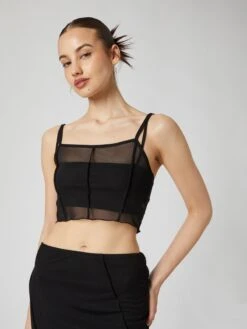 Crop Tops Top Malena Dames Zwart -Ulla Popken Verkoop 13559a83bc74c2c9706f098e96c1e94b
