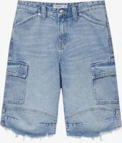PULL & BEAR Denim Shorts Loosefit Cargojeans Dames Blauw