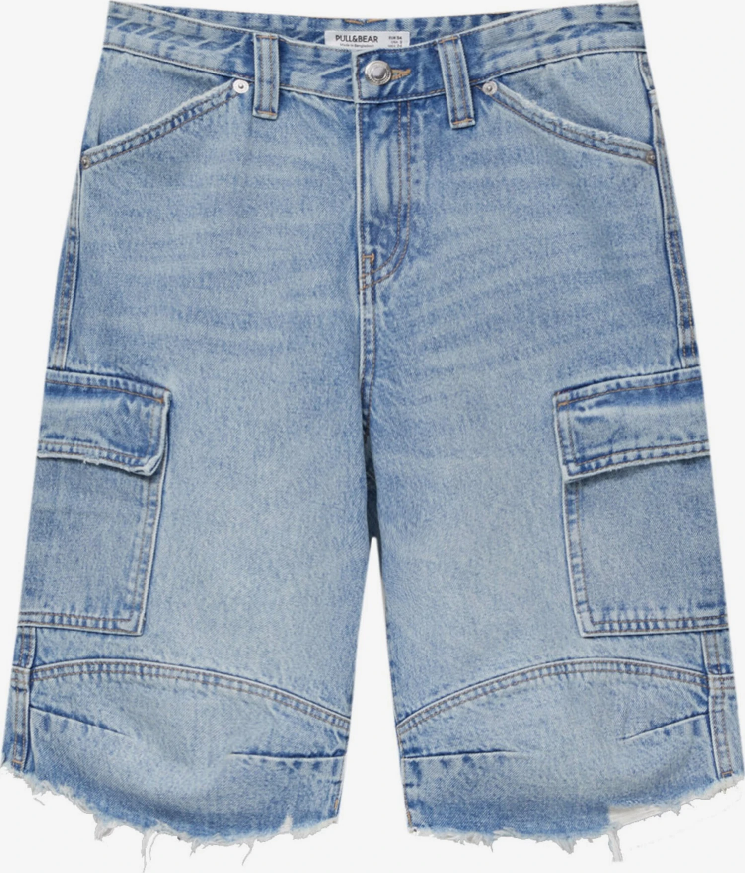 PULL & BEAR Denim Shorts Loosefit Cargojeans Dames Blauw 3 PULL & BEAR Denim Shorts Loosefit Cargojeans Dames Blauw