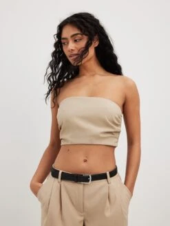 NA-KD Crop Tops Top Dames Beige