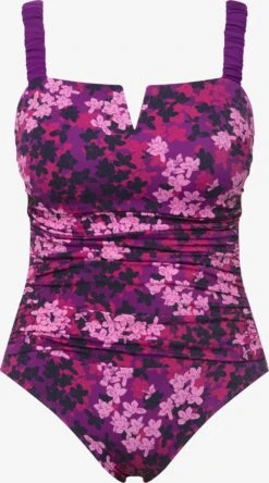 Ulla Popken Corrigerende Badpakken T-shirt Bh Shaping-badpak Dames Aubergine