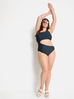 Grote Cups Bustier Badpak Gina Dames Nachtblauw -Ulla Popken Verkoop 25fbb159a1b31973dccc743c6882ecb0