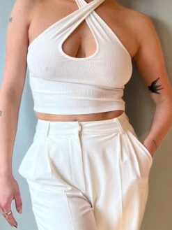 NA-KD Crop Tops Top Dames Natuurwit