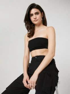 Crop Tops Top Nicola Dames Zwart -Ulla Popken Verkoop 375c917a1a8f03e9e61df87eae7b5090