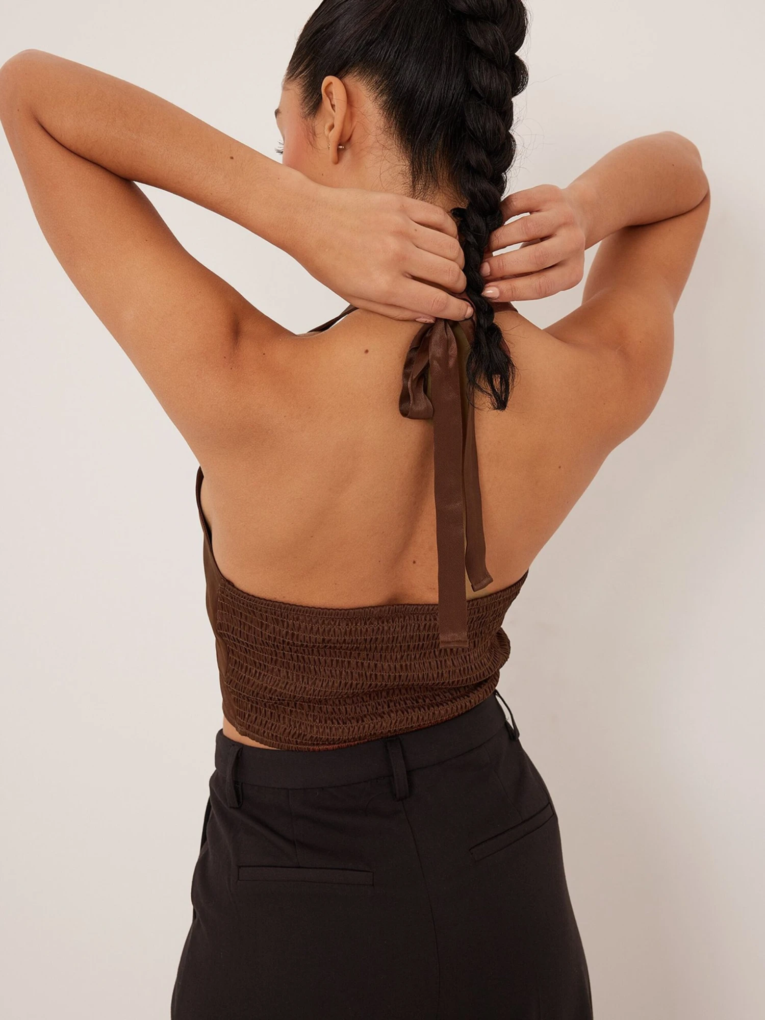 NA-KD Crop Tops Top Dames Bruin 4 NA-KD Crop Tops Top Dames Bruin - Afbeelding 2