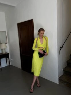 NA-KD Midi Jurken Jurk Dames Citroen