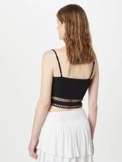 About You Crop Tops Top Indira Dames Zwart -Ulla Popken Verkoop 4fae74f75b32122dc1feb99f42933188