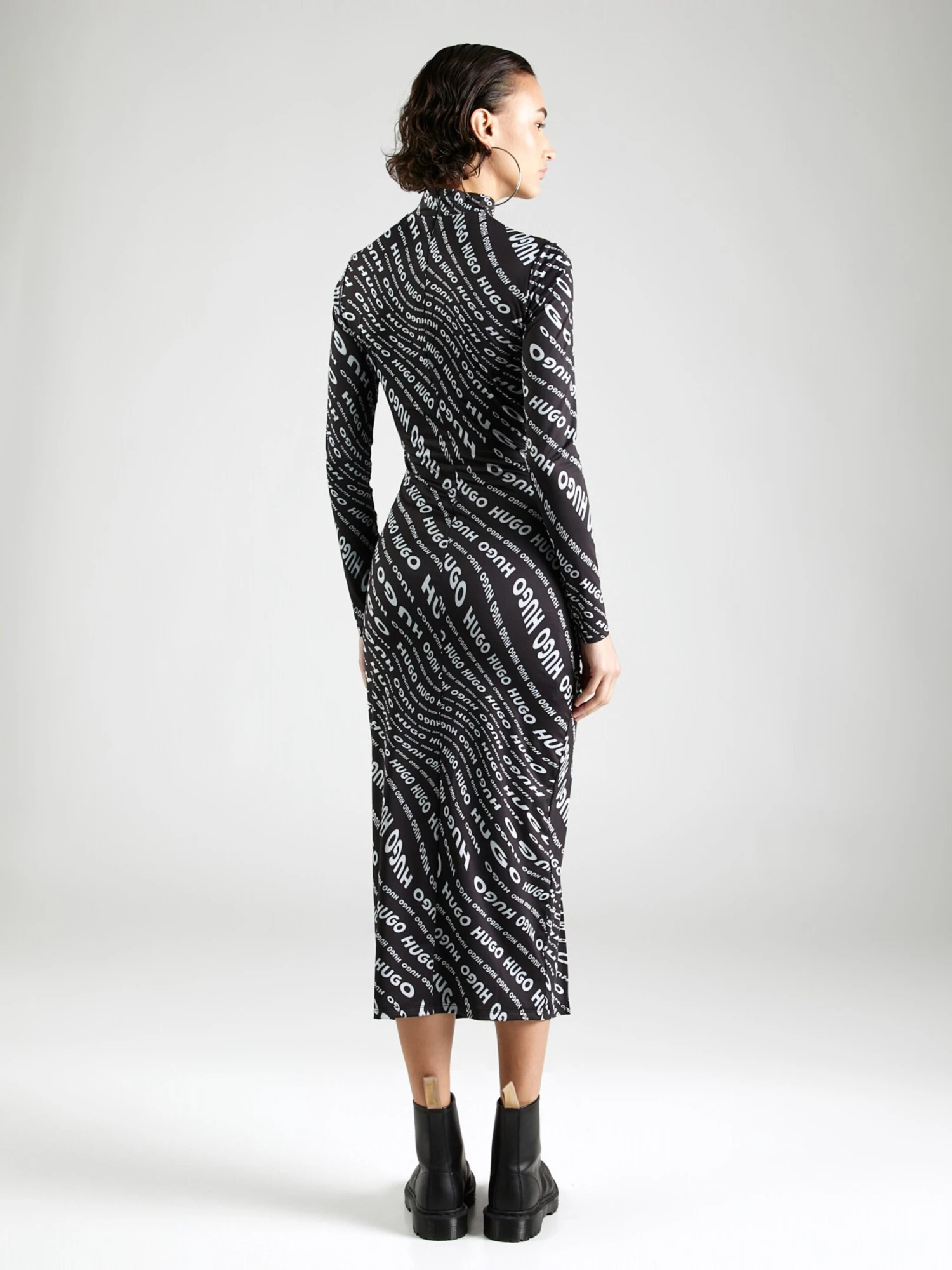 Hugo Midi Jurken Jurk Neuria Dames Zwart 6 Hugo Midi Jurken Jurk Neuria Dames Zwart - Afbeelding 4