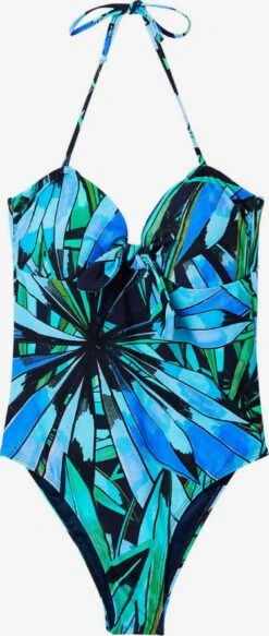 Desigual Badpakken Zonder Beugel Bustier Badpak Rainforest Dames Navy / Lichtblauw