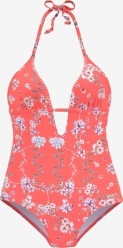 Sunseeker Halter Badpakken Triangel Badpak Ditsy Dames Koraal