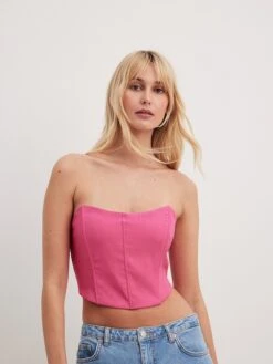 NA-KD Crop Tops Top Dames Lichtroze