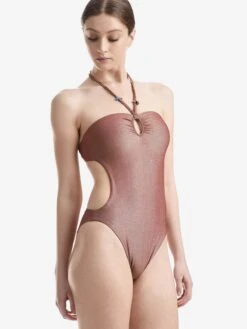 Wolford Halter Badpakken Badpak Disco One Piece Dames Brons -Ulla Popken Verkoop 851ad4dc79021e23ab1cec575af4b2ee