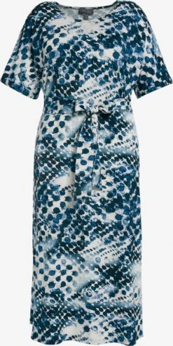 Ulla Popken Midi Jurken Jurk Dames Blauw Gemêleerd