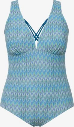 Ulla Popken Grote Cups Bustier Badpak Dames Blauw