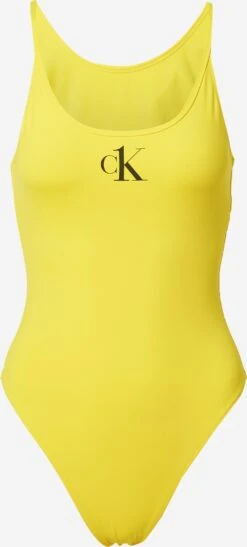 Calvin Klein Swimwear Grote Cups Bustier Badpak Dames Geel