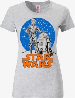 Logoshirt T-shirts Shirt R2-D2 & C-3PO Dames Grijs Gemêleerd
