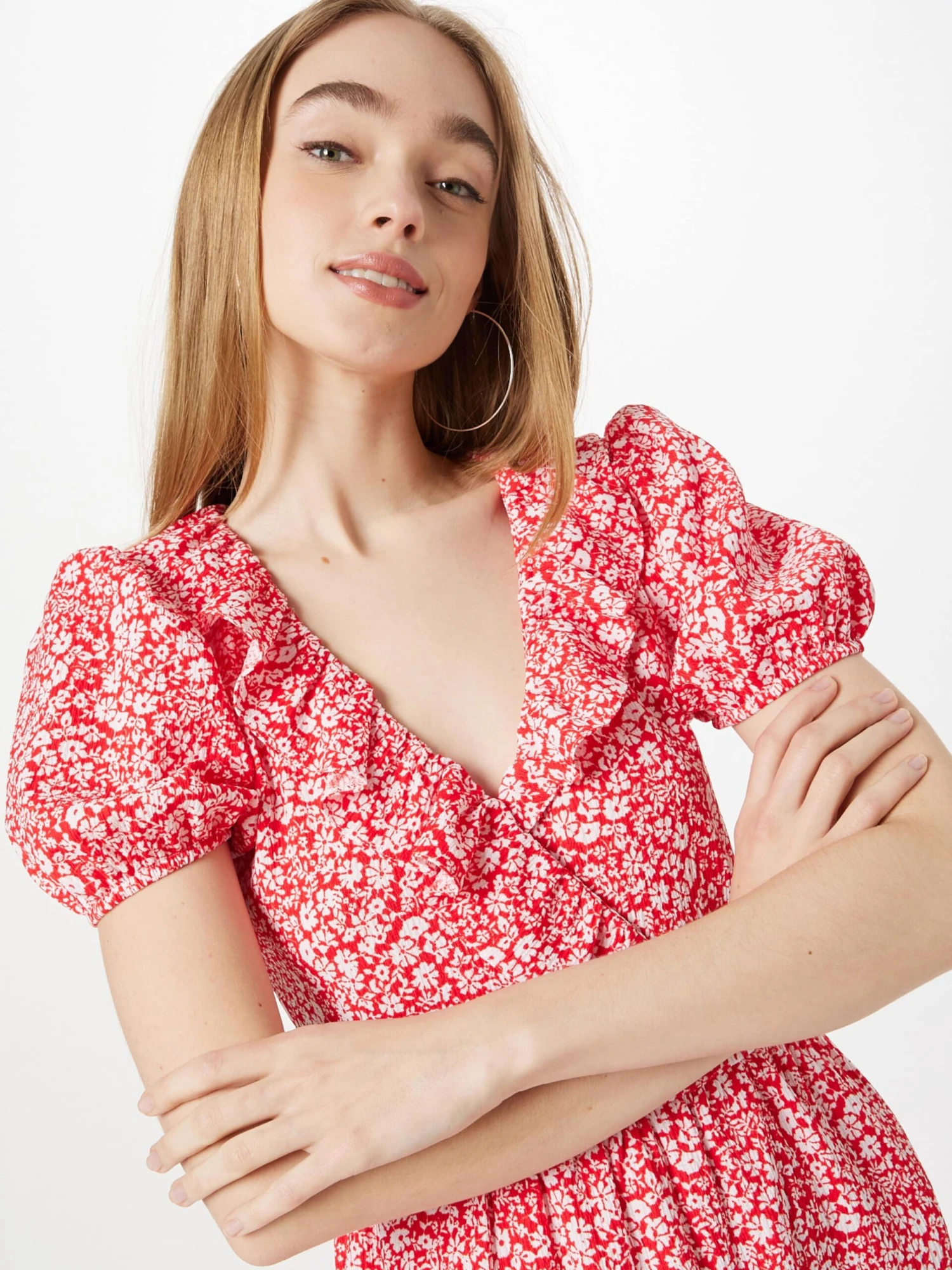 Wallis Midi Jurken Jurk Ditsy Dames Rood 4 Wallis Midi Jurken Jurk Ditsy Dames Rood - Afbeelding 2