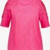 Ulla Popken T-shirts Shirt Dames Donkerroze -Ulla Popken Verkoop 99007c9db059567bdbbfbeccd4471b1a