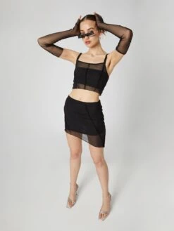 Crop Tops Top Malena Dames Zwart -Ulla Popken Verkoop a25fea74a2ce1ac0b5edfc1398acc621