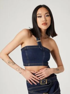 Crop Tops Top Anja Dames Donkerblauw -Ulla Popken Verkoop a2d4b183711acff866c0875768e06bae