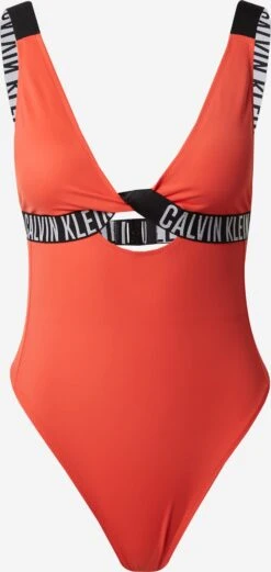 Calvin Klein Swimwear Grote Cups Bustier Badpak Intense Dames Oranjerood