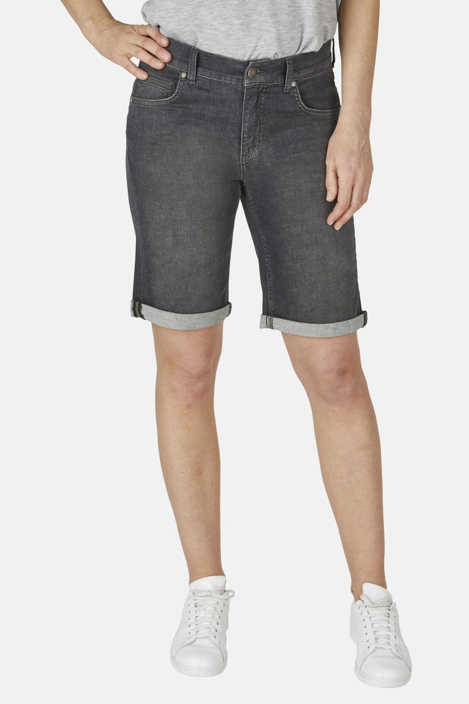 Angels Denim Shorts Regular Jeans Bermuda Tu Dames Antraciet 5 Angels Denim Shorts Regular Jeans Bermuda Tu Dames Antraciet - Afbeelding 3