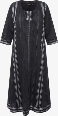 Ulla Popken Midi Jurken Jurk Dames Nachtblauw