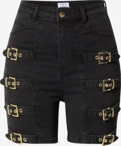 Denim Shorts Slimfit Jeans Emmy Dames Antraciet