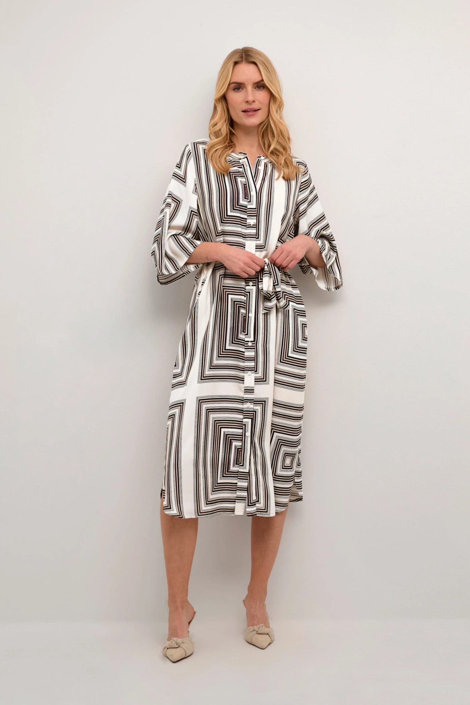 Kaffe Midi Jurken Jurk Kaline Dames Sand 5 Kaffe Midi Jurken Jurk Kaline Dames Sand - Afbeelding 3