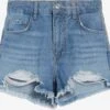 BERSHKA Denim Shorts Slimfit Jeans Dames Blauw