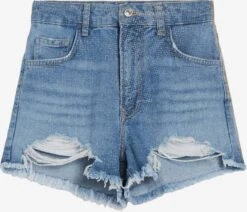 BERSHKA Denim Shorts Slimfit Jeans Dames Blauw