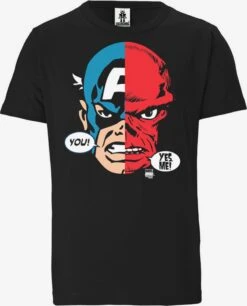 Logoshirt T-shirts Shirt Captain America And Red Skull Faces Dames Zwart