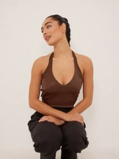 NA-KD Crop Tops Top Dames Bruin 9 NA-KD Crop Tops Top Dames Bruin -Ulla Popken Verkoop ea12bf1d7927bb6599fd2c441723f330