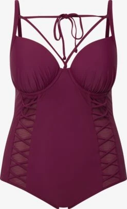Ulla Popken Grote Cups Badpak Dames Wijnrood