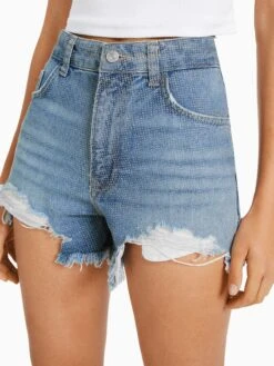 BERSHKA Denim Shorts Slimfit Jeans Dames Blauw -Ulla Popken Verkoop f5678ec7085043864489e02fe3fe428c